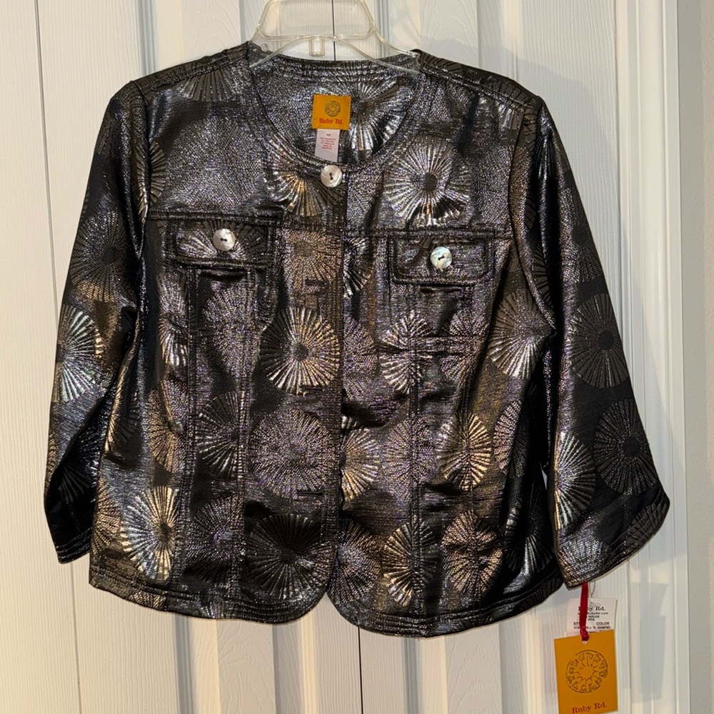 Jacket, Lightweight, Ruby Rd., Gun Metal w/Shell Type Buttons, NWT, Size 10